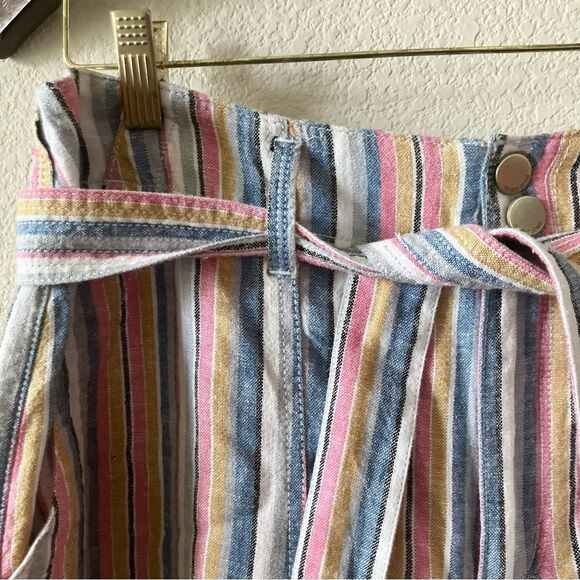 Seven7 Colorful Striped Vacation Summer Linen Blend Belted Wide Leg Pants Sz 10 - Picture 5 of 10